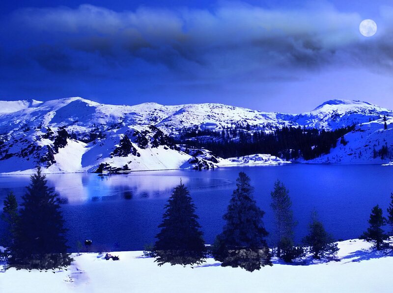 Snowy Mountain Lake — Blue, Serene