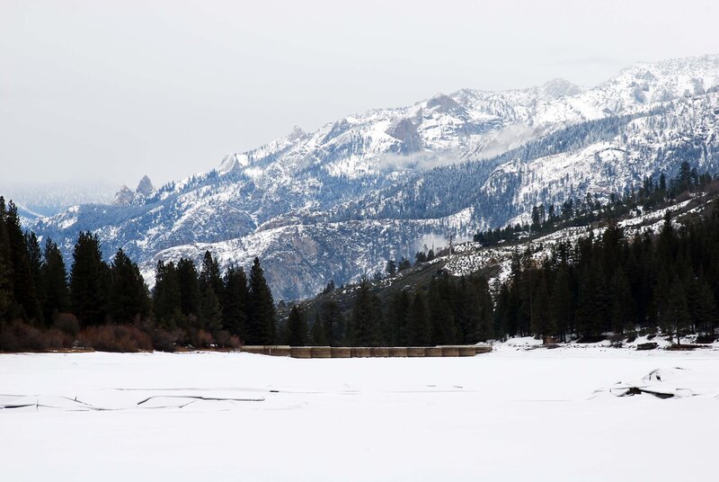 snowy mountain lake landscape