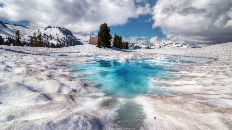 Snowy Mountain Lake — White