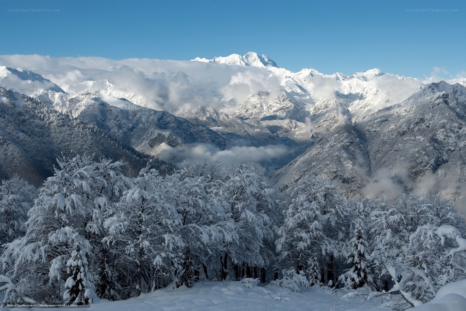 Snowy mountain landscape