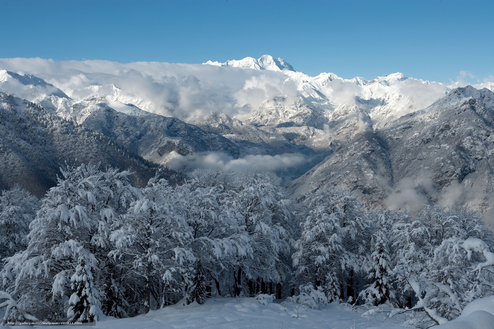 Snowy mountain landscape