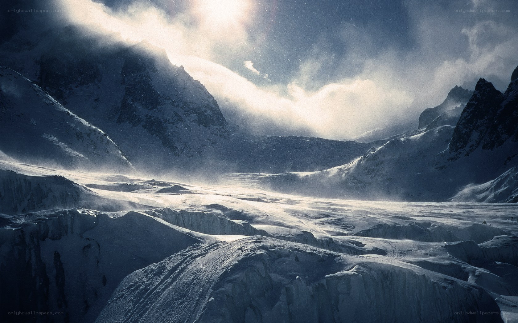 Snowy mountain landscape