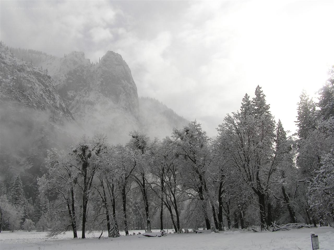 Snowy mountain landscape