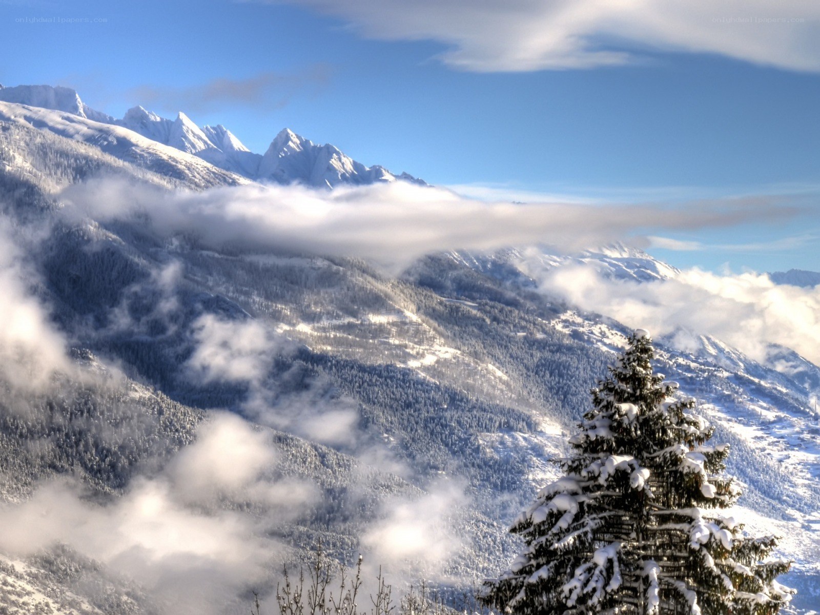 Snowy mountain landscape