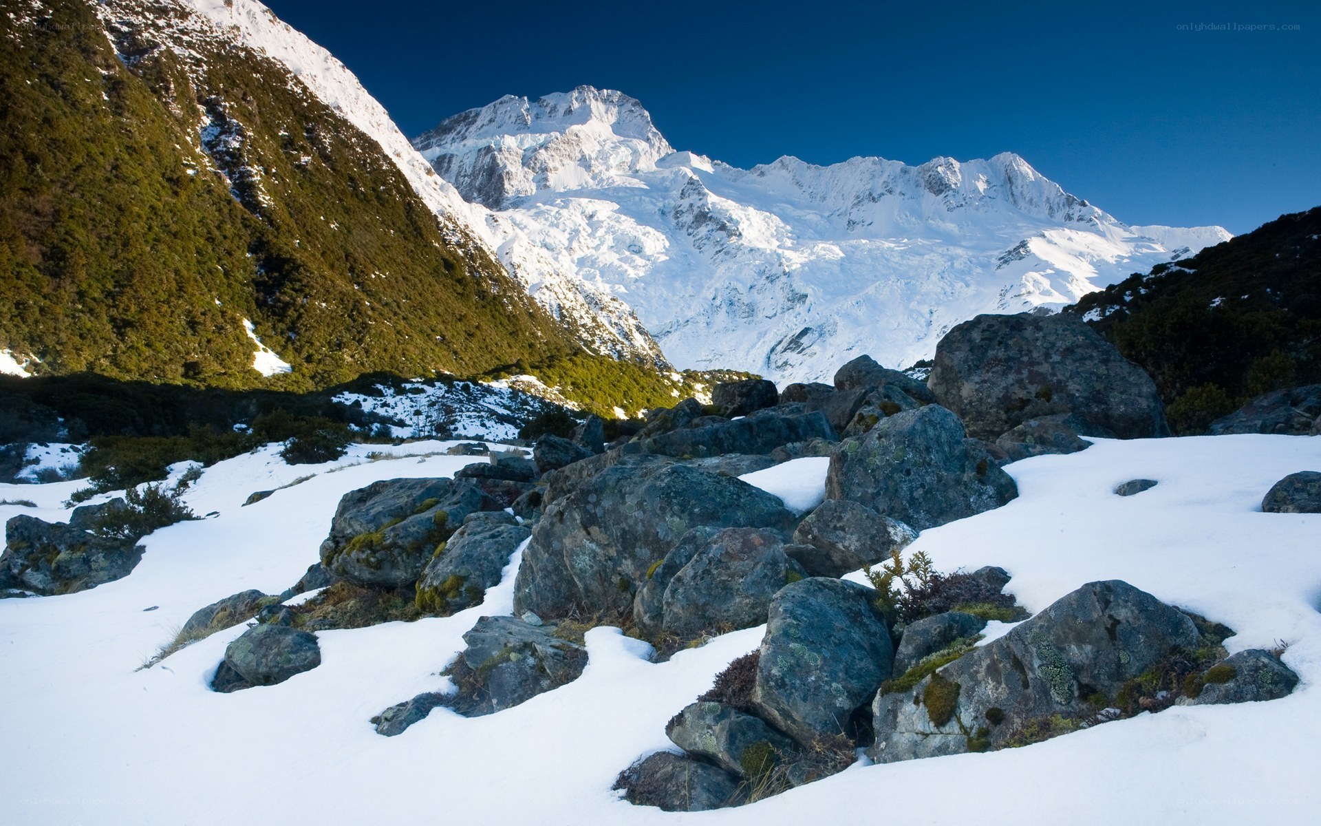 Snowy mountain landscape