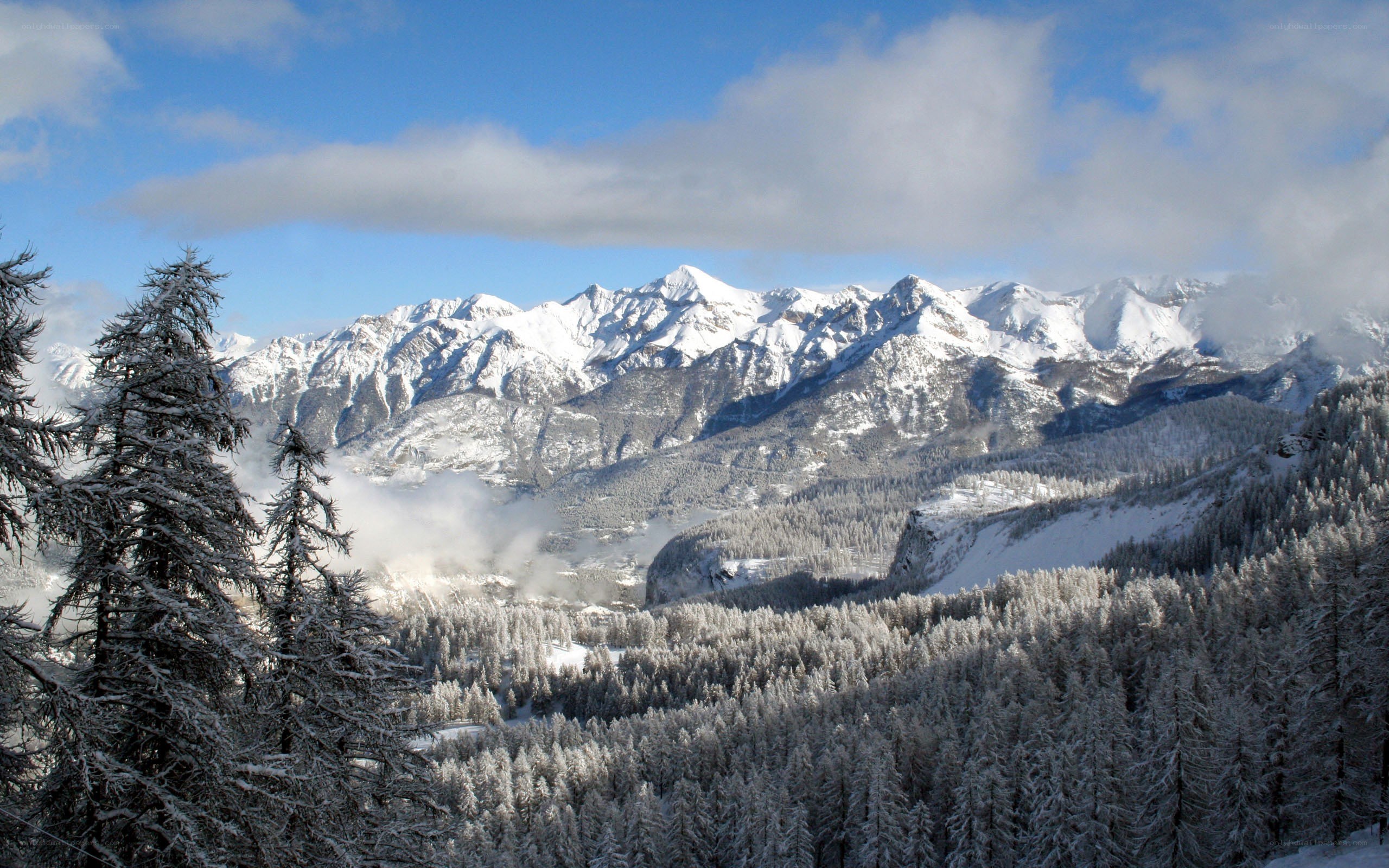Snowy mountain landscape