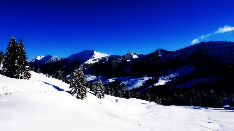 Snowy mountain landscape