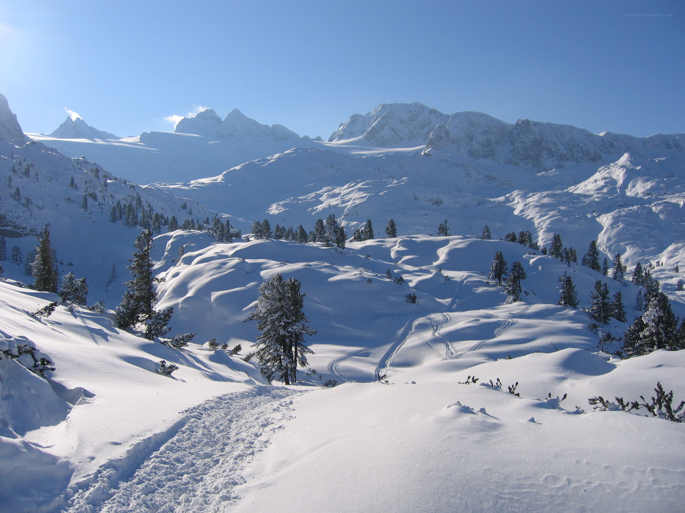 Snowy mountain landscape