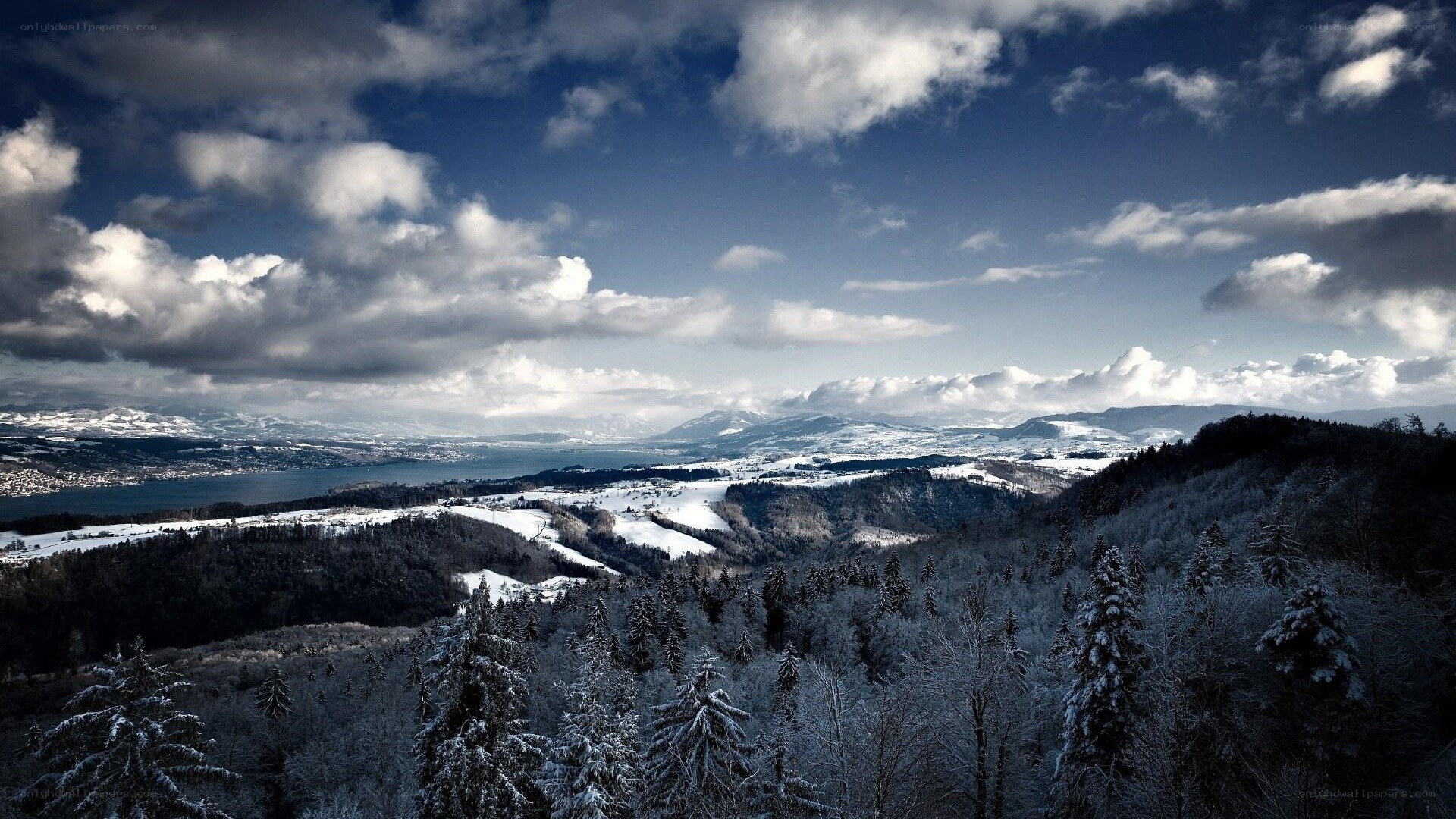 Snowy mountain landscape