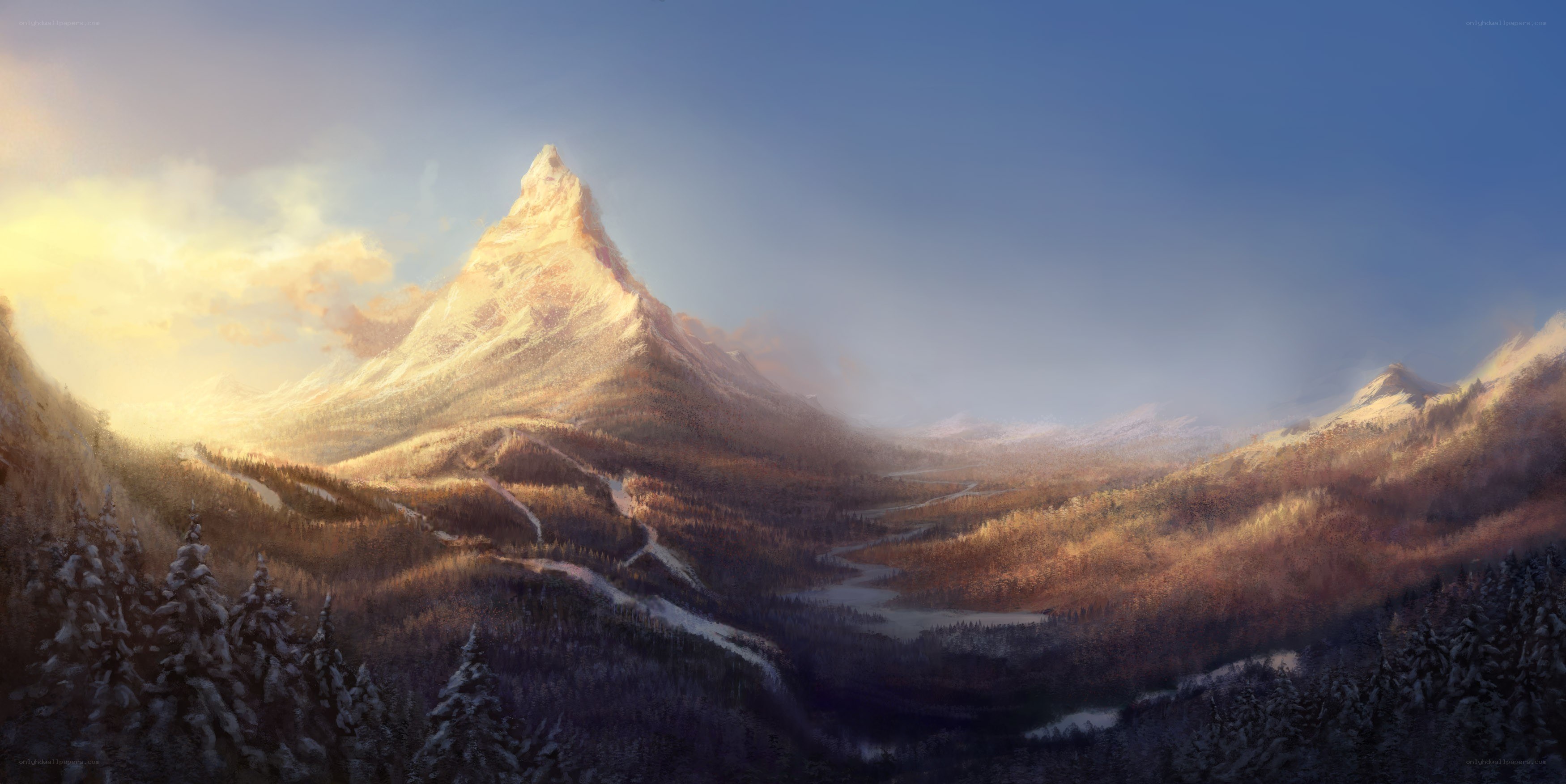 Snowy mountain landscape