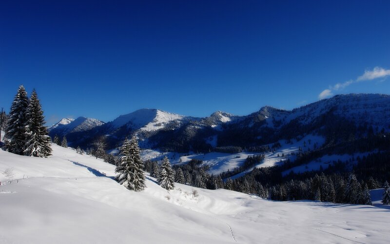 Snowy mountain landscape
