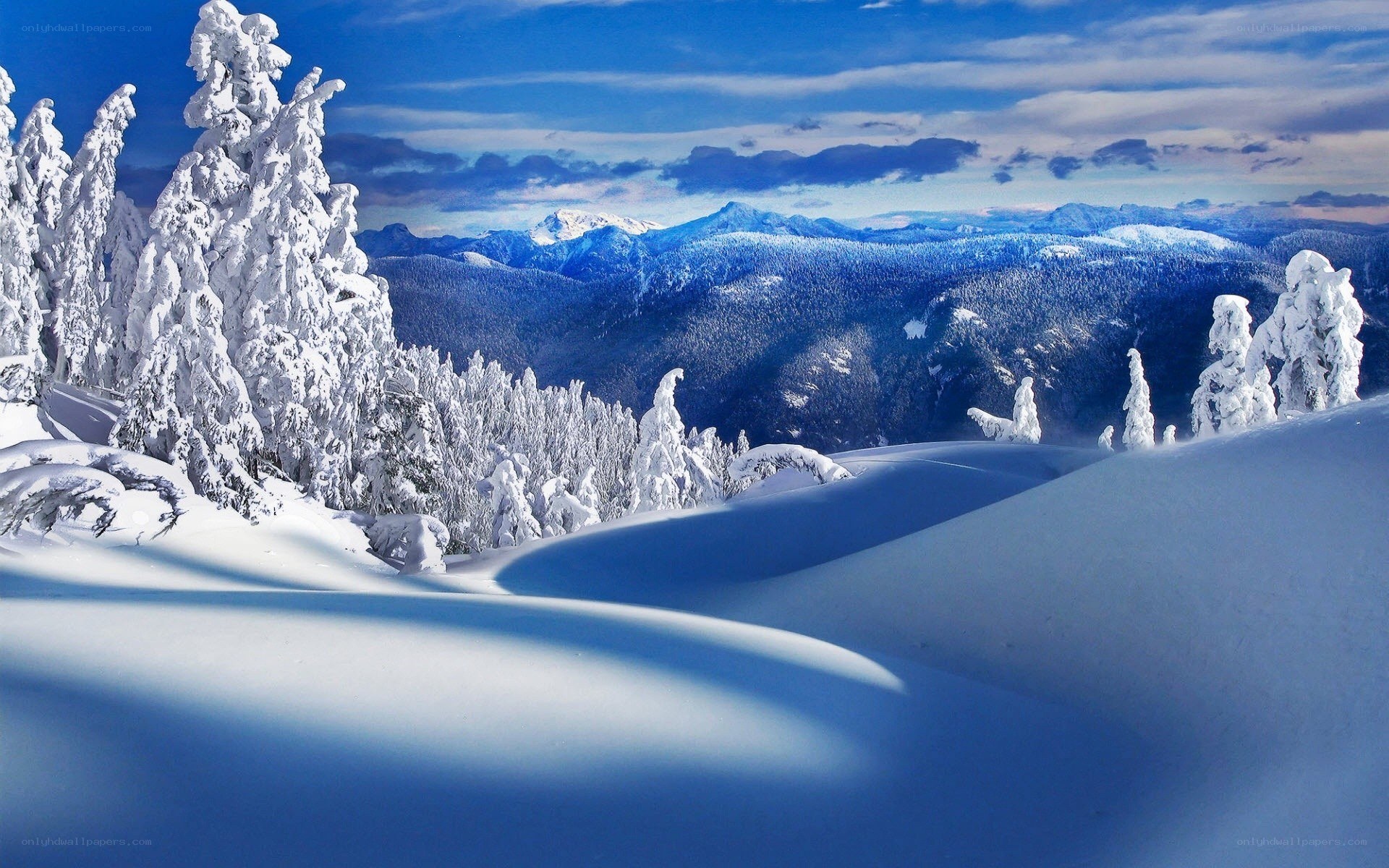 Snowy mountain landscape