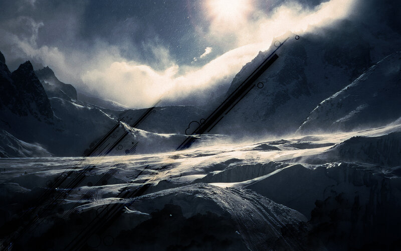 Snowy mountain landscape