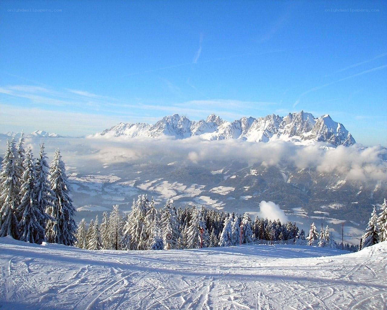 Snowy mountain landscape