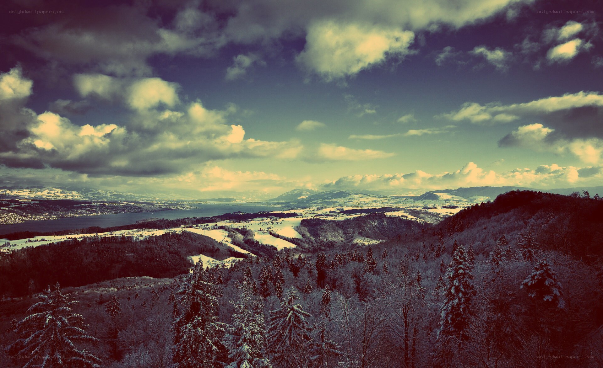 Snowy mountain landscape