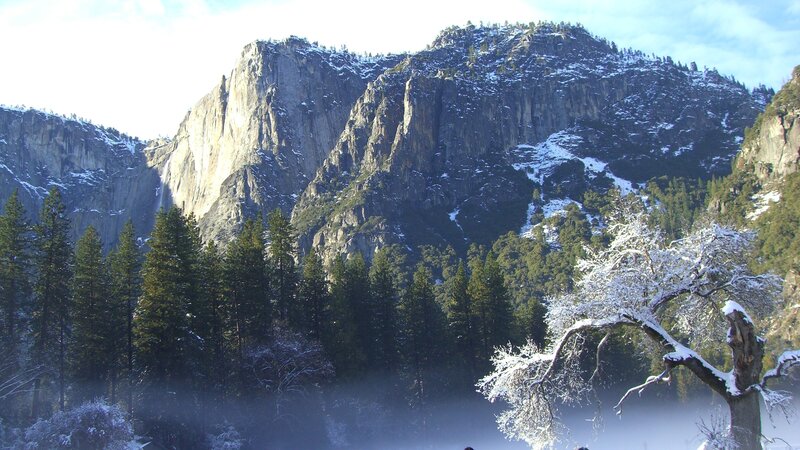 Snowy mountain landscape