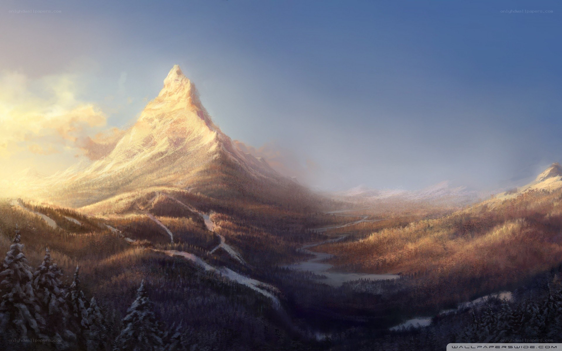 Snowy mountain landscape
