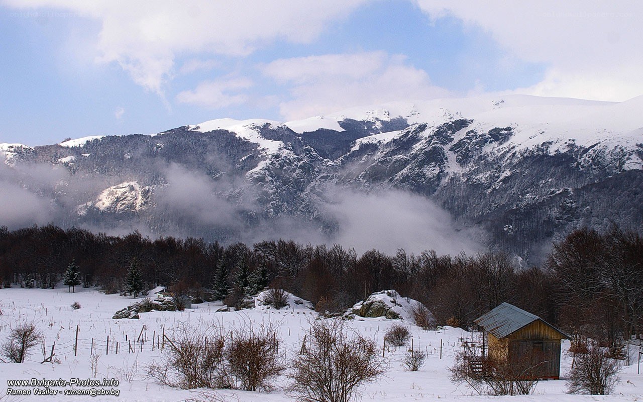 Snowy mountain landscape