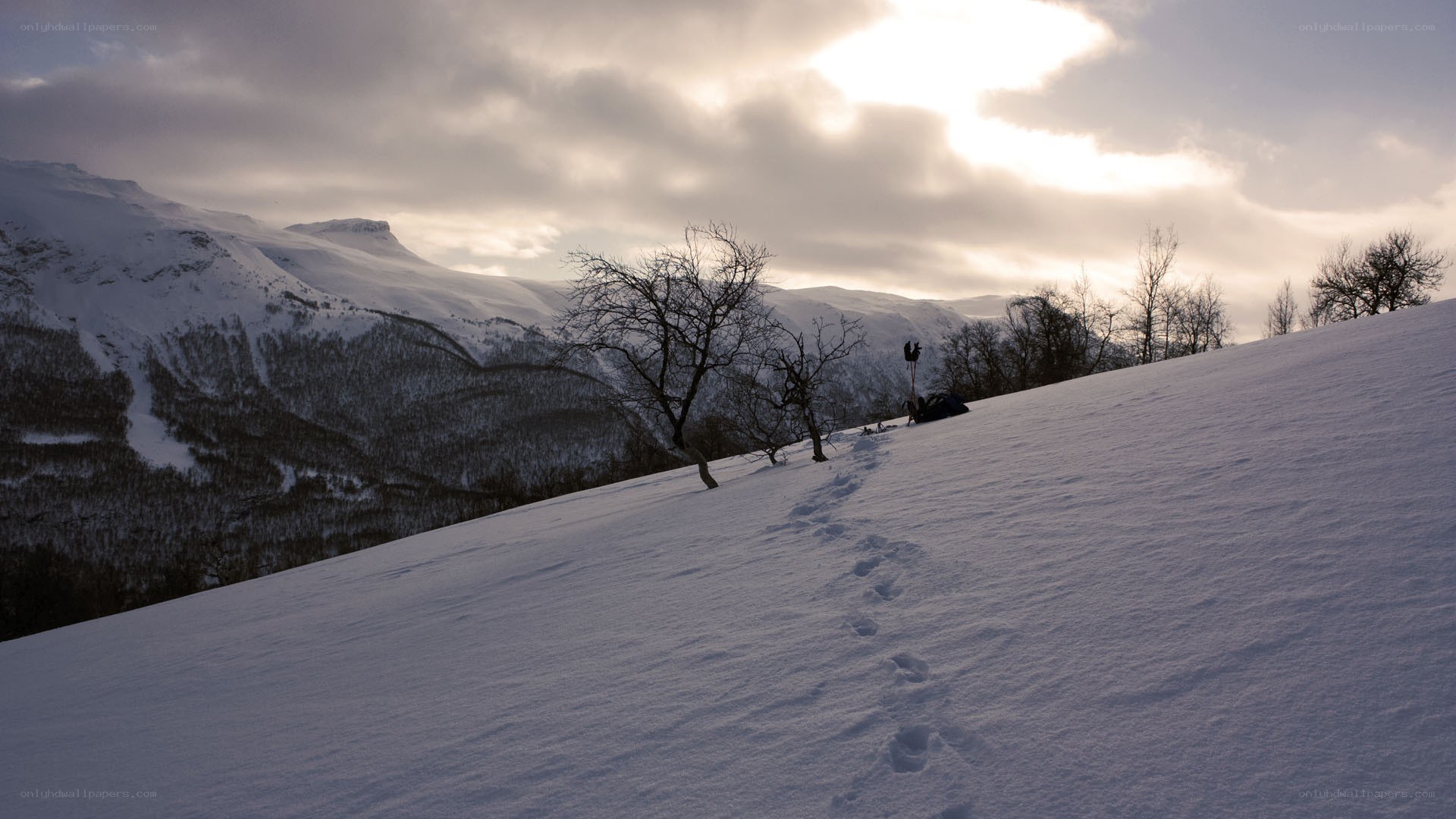 Snowy mountain landscape