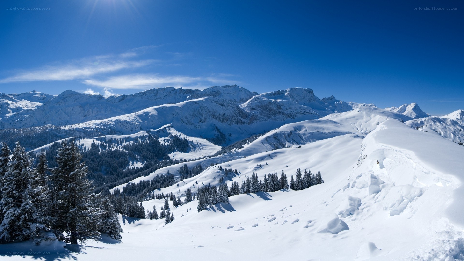 Snowy mountain landscape