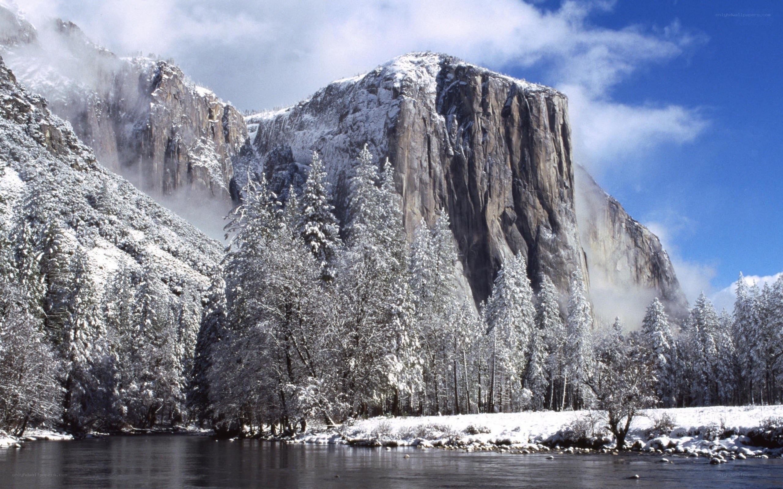 Snowy mountain landscape
