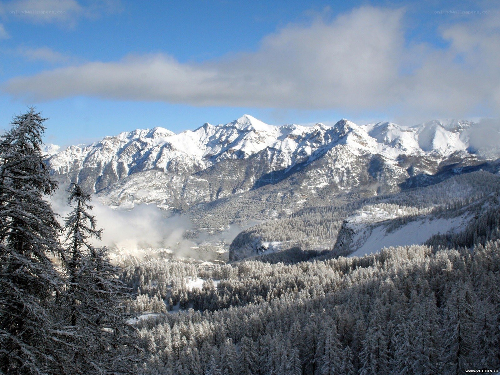 Snowy mountain landscape