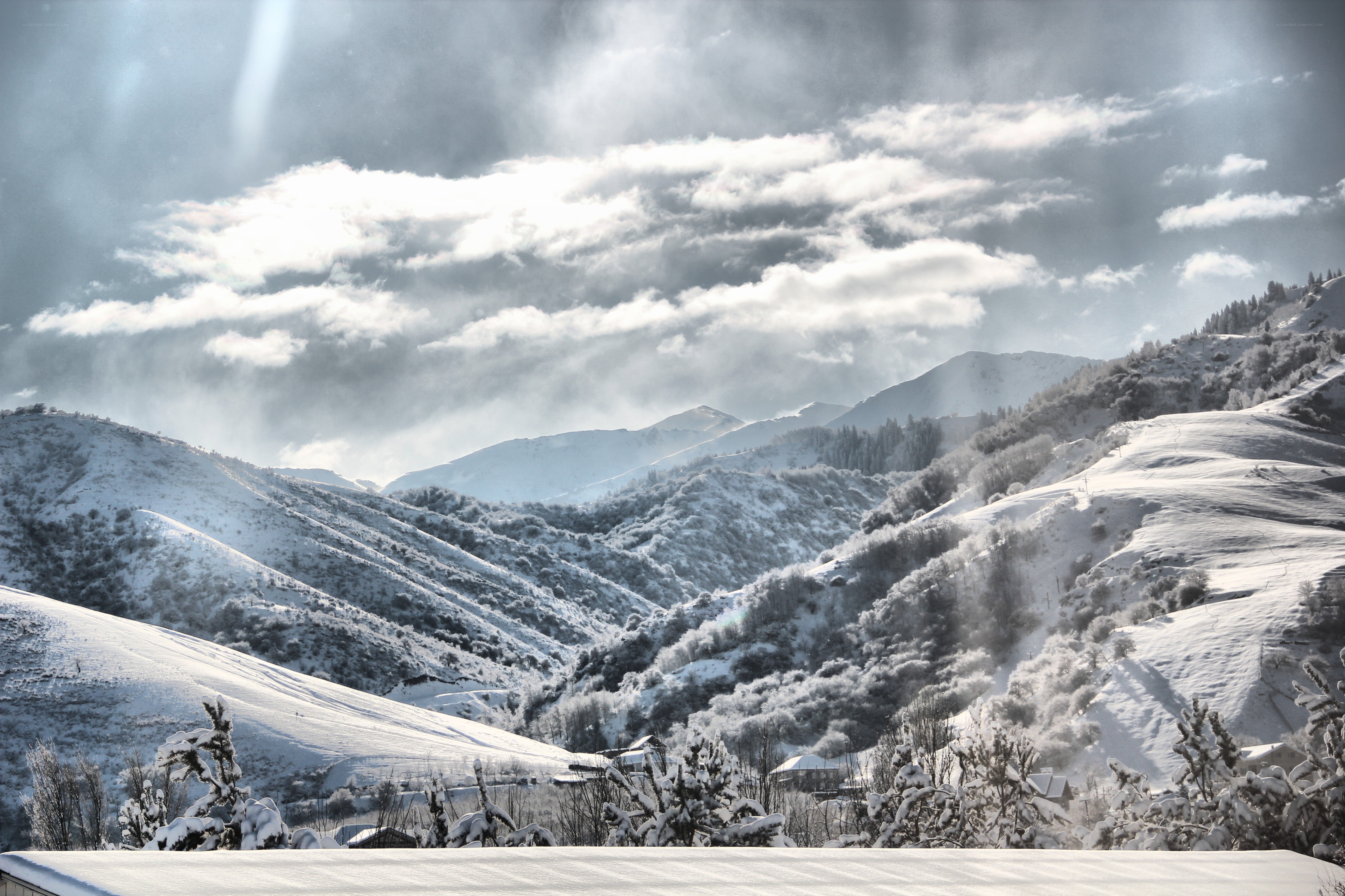 Snowy mountain landscape