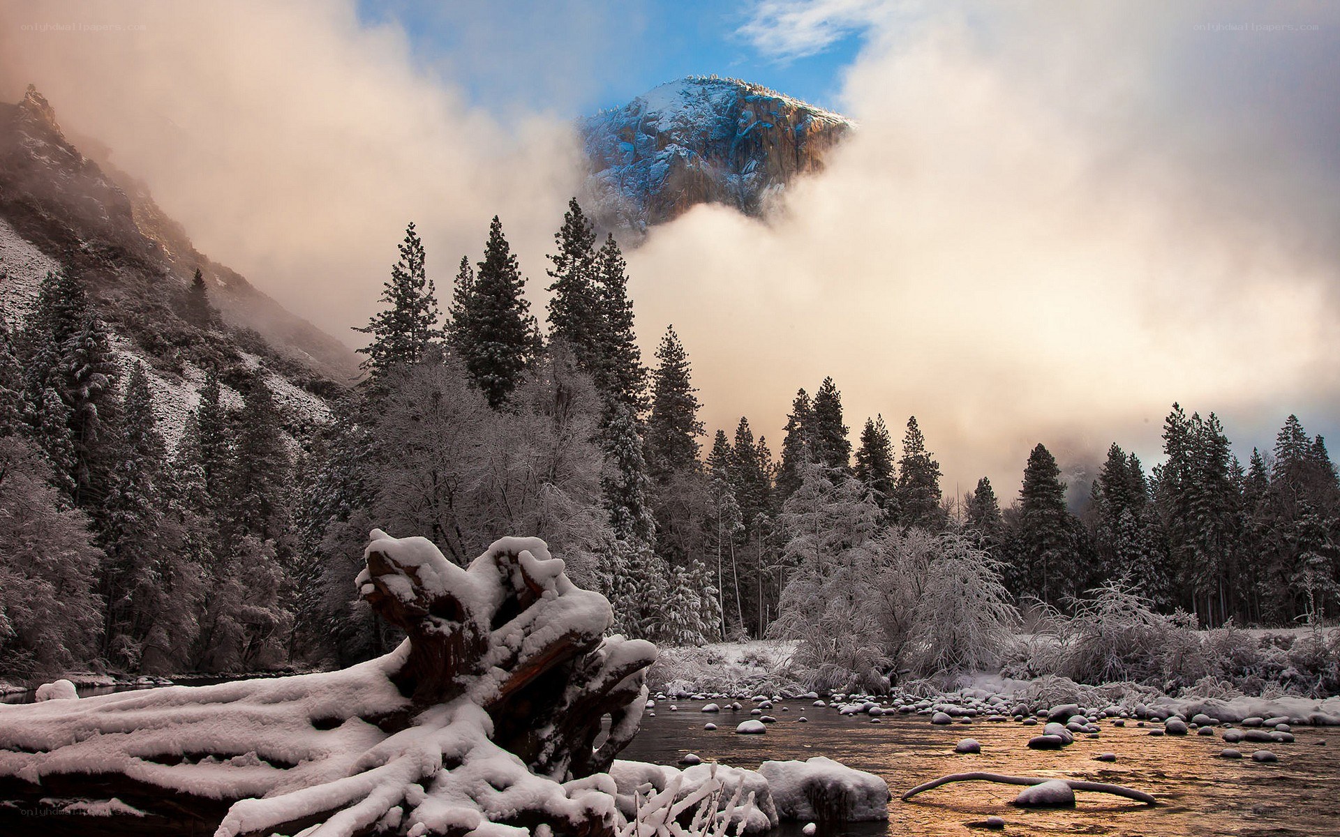 Snowy mountain landscape
