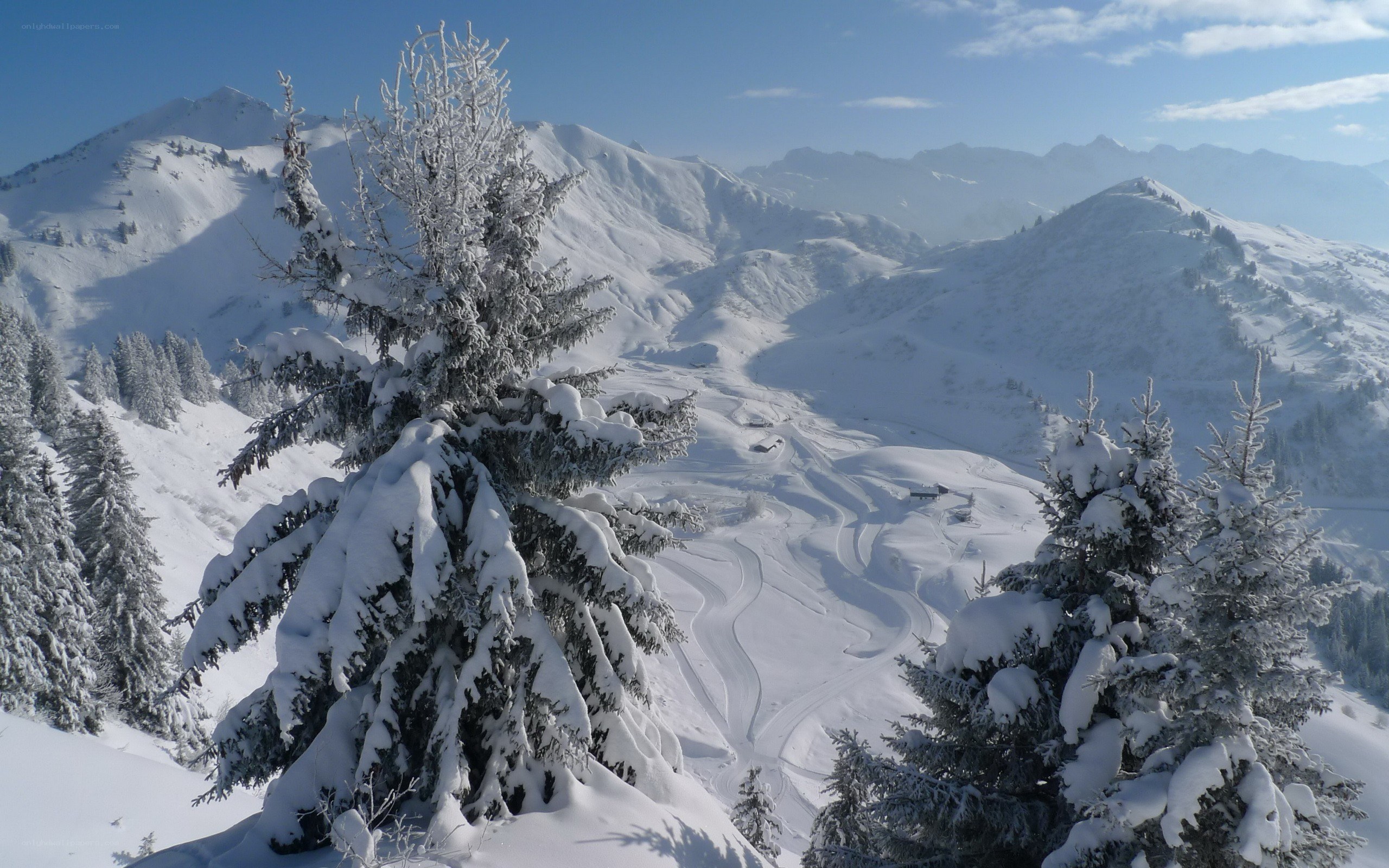 Snowy mountain landscape