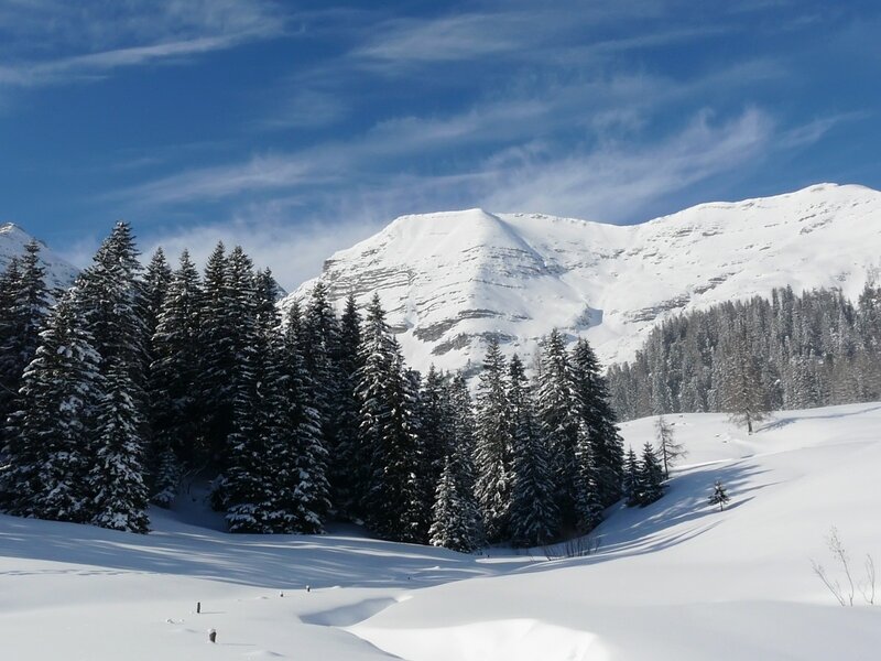 Snowy mountain landscape