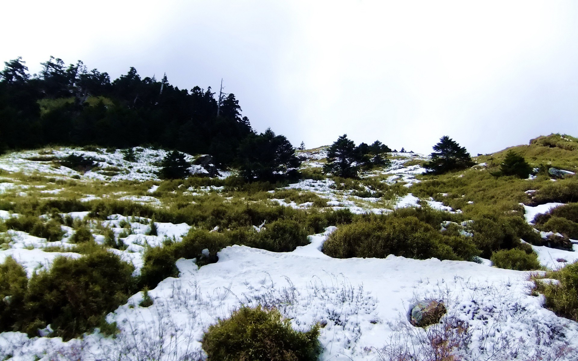 Snowy mountain landscape