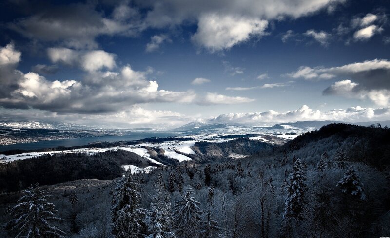 Snowy mountain landscape