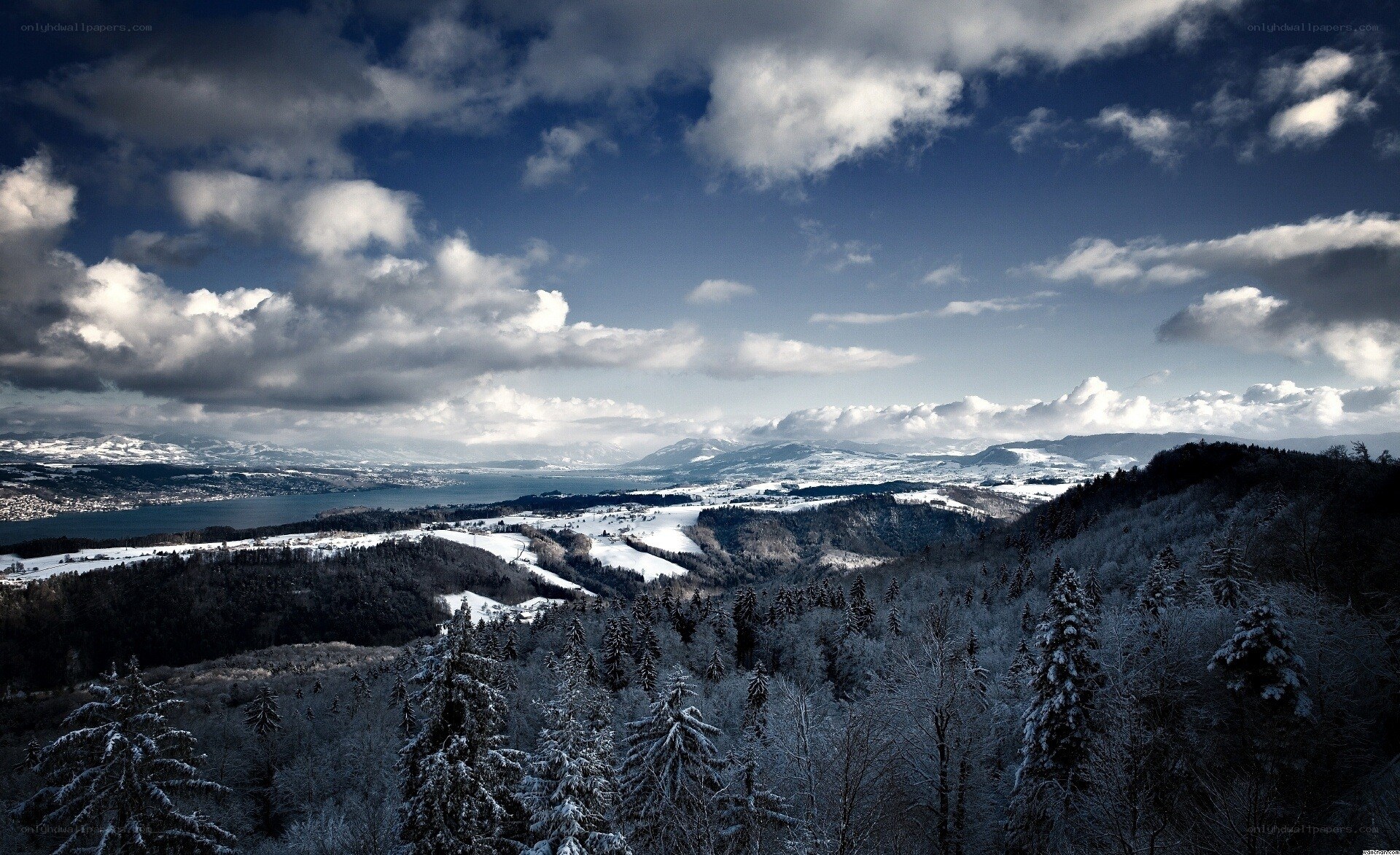 Snowy mountain landscape