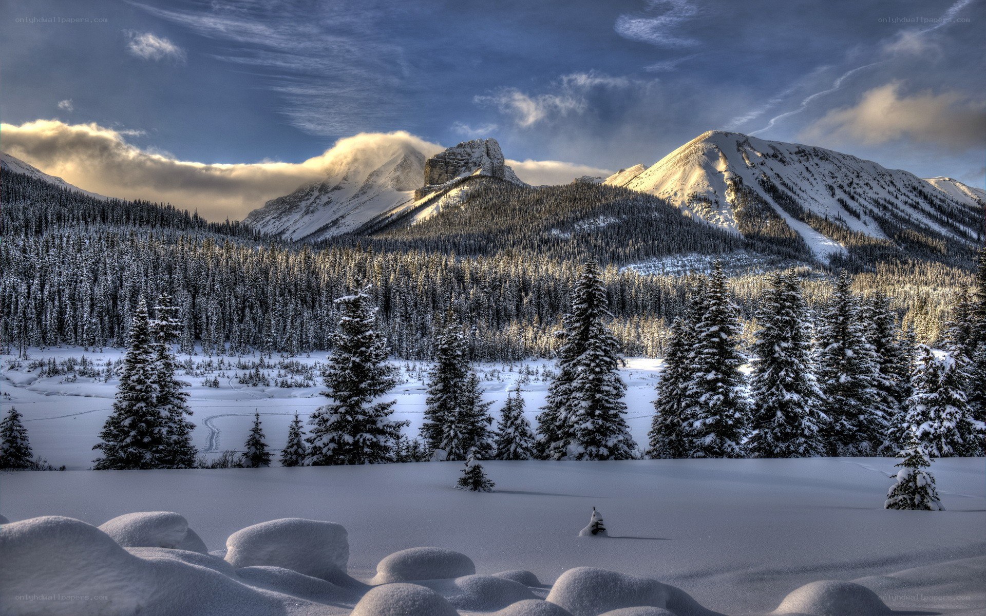 Snowy mountain landscape