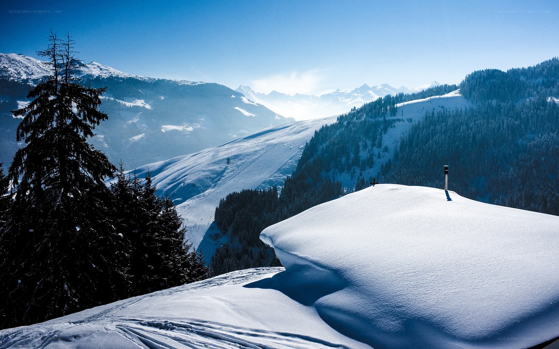 Snowy mountain landscape