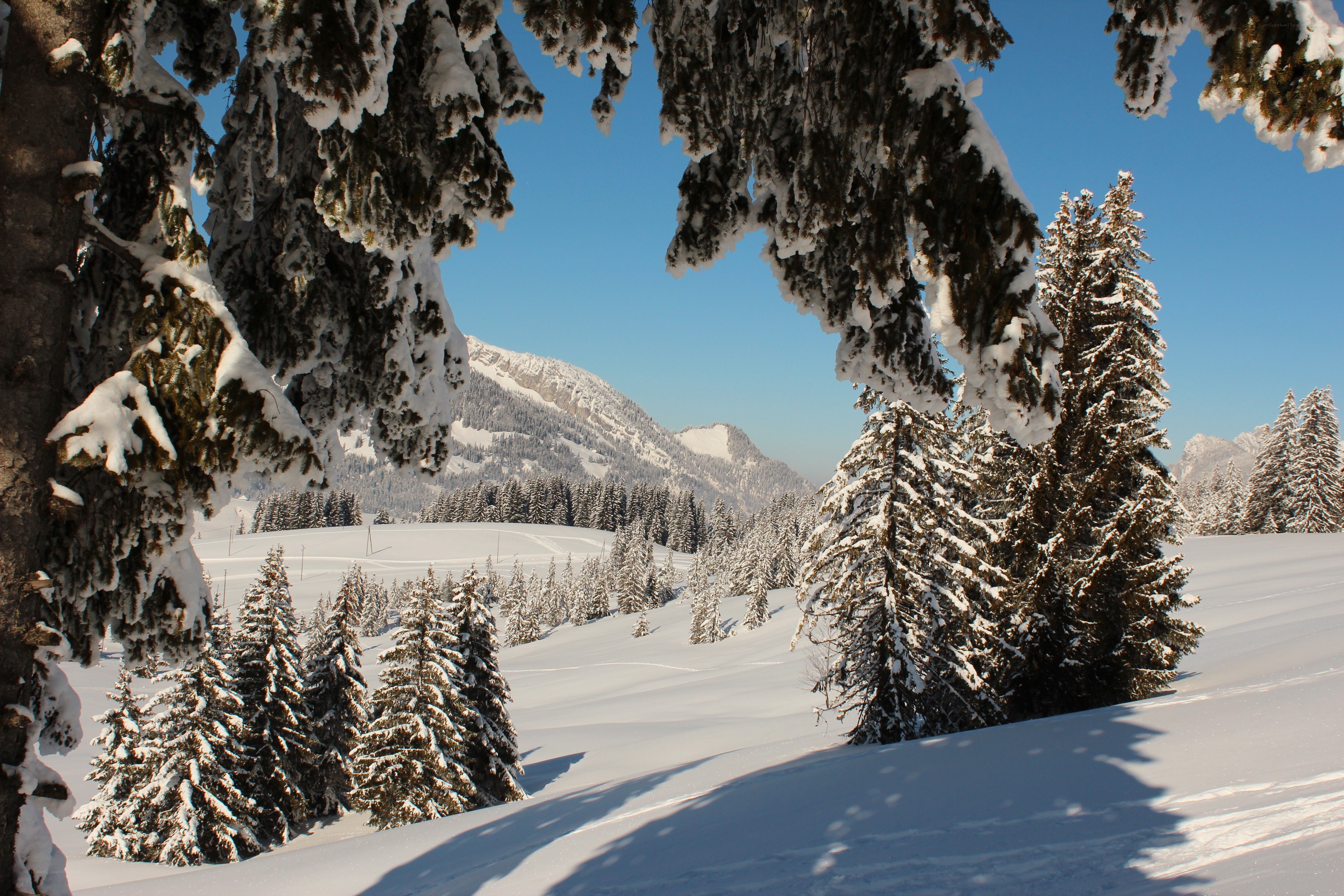 Snowy mountain landscape