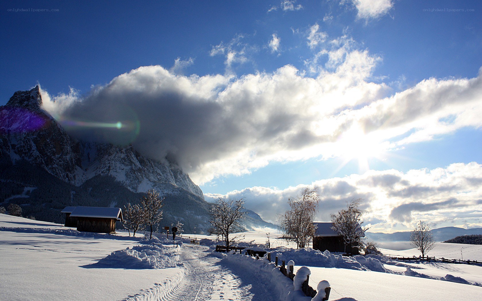 Snowy mountain landscape