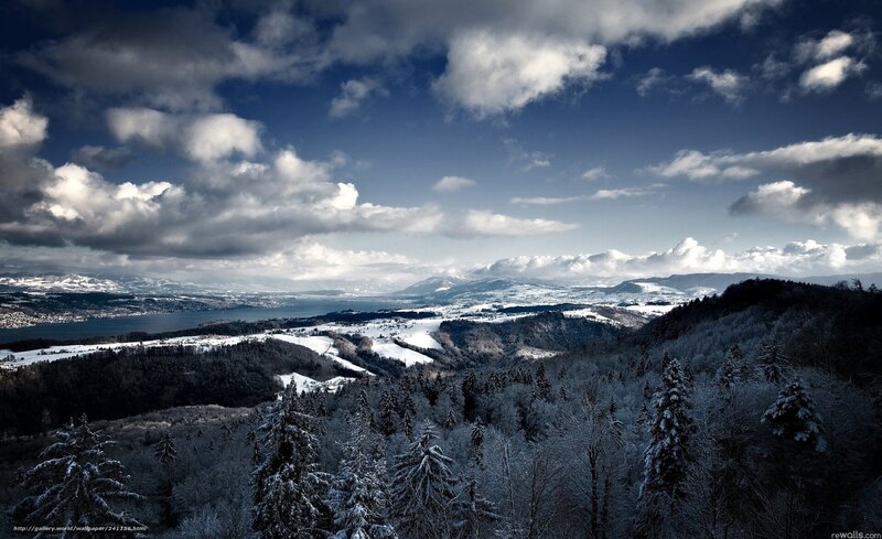 Snowy mountain landscape