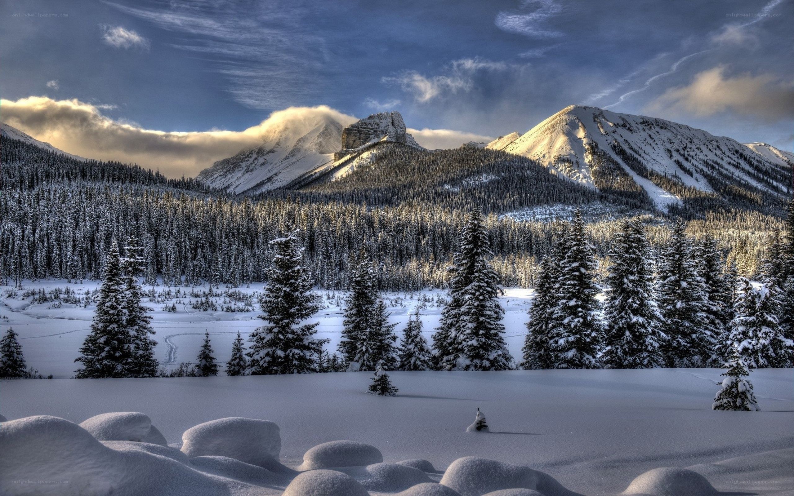 Snowy mountain landscape