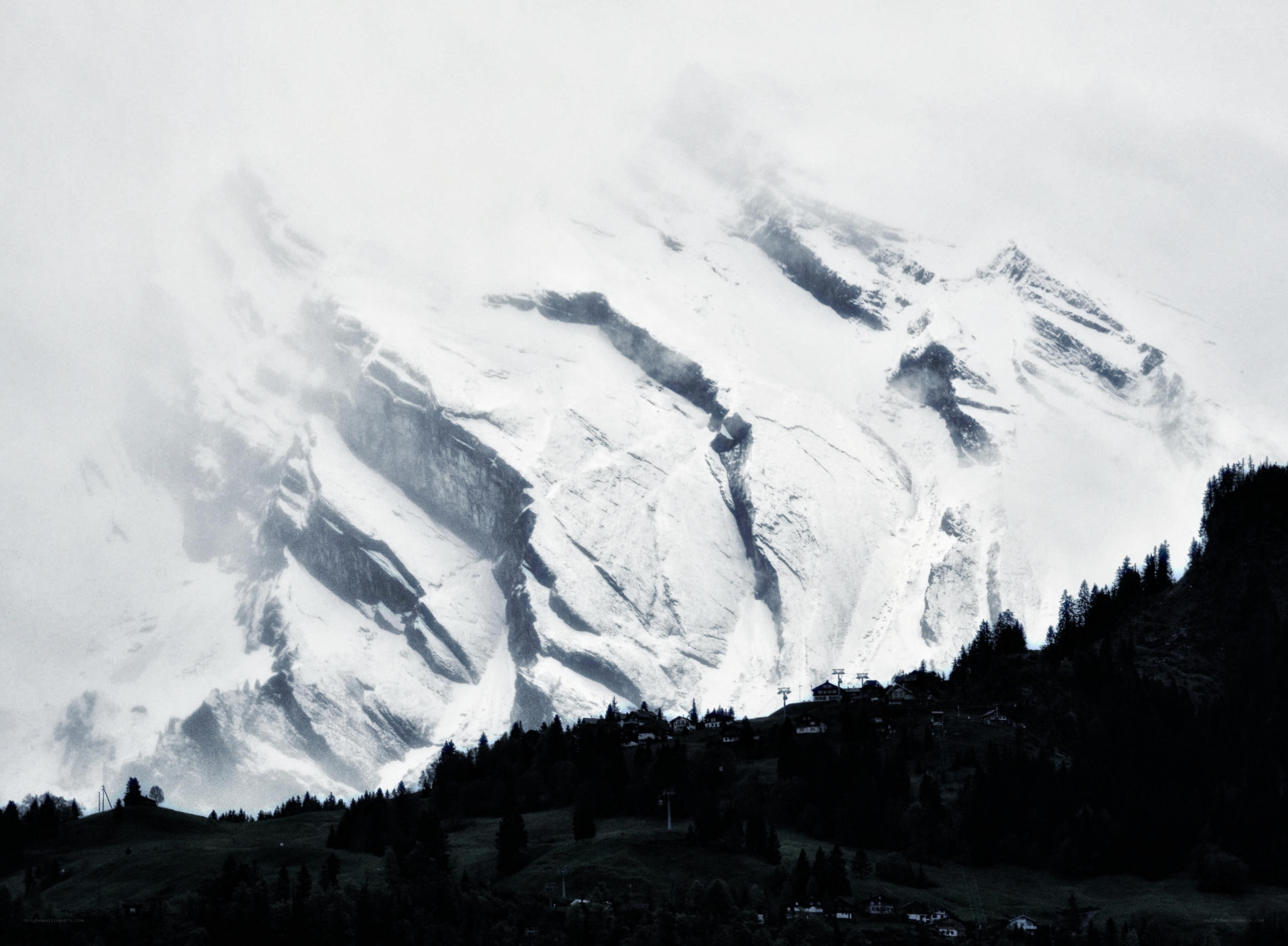 Snowy mountain landscape