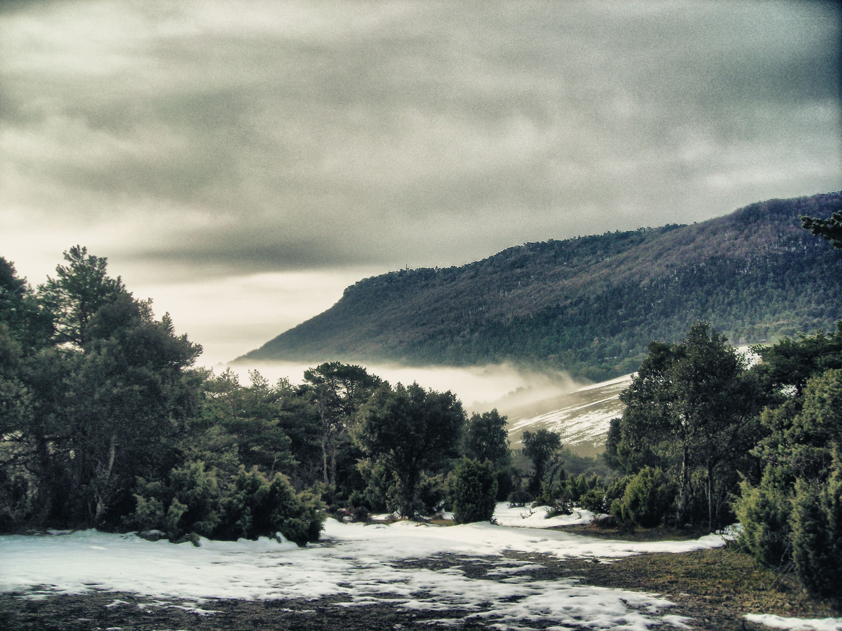 Snowy mountain landscape