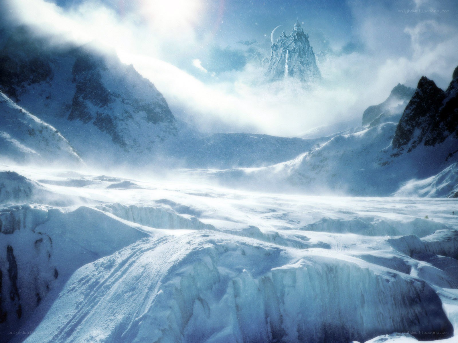 Snowy mountain landscape