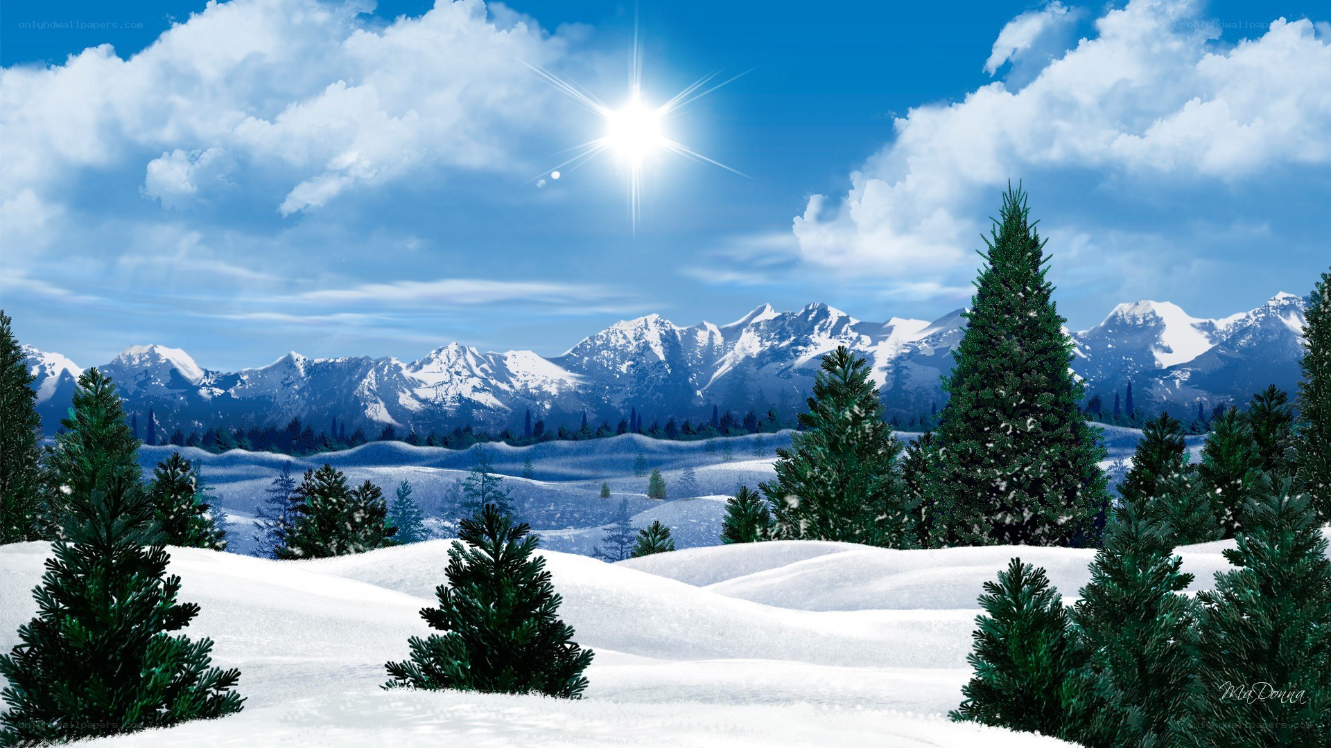 Snowy mountain landscape