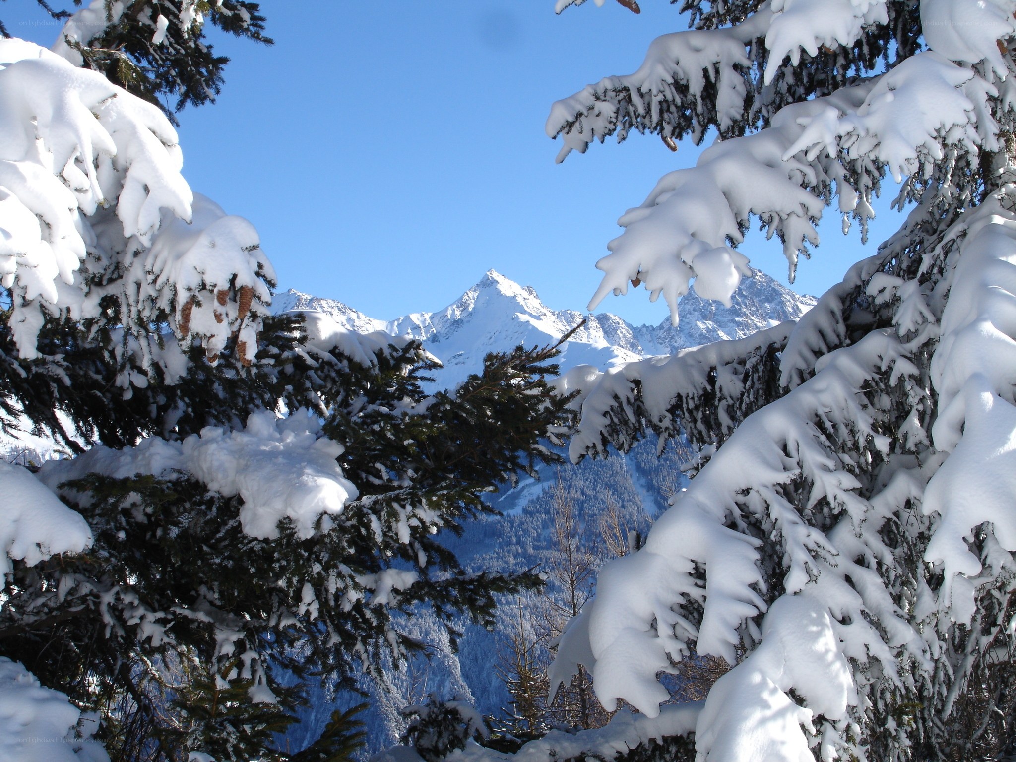 Snowy mountain landscape