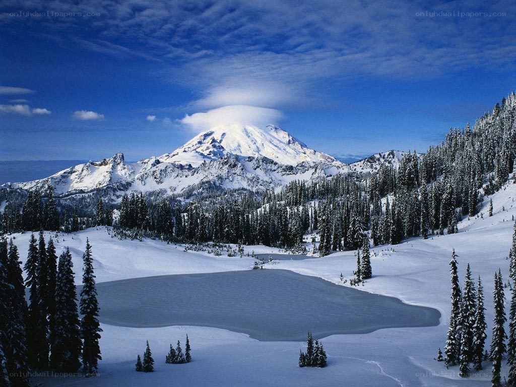 Snowy mountain landscape