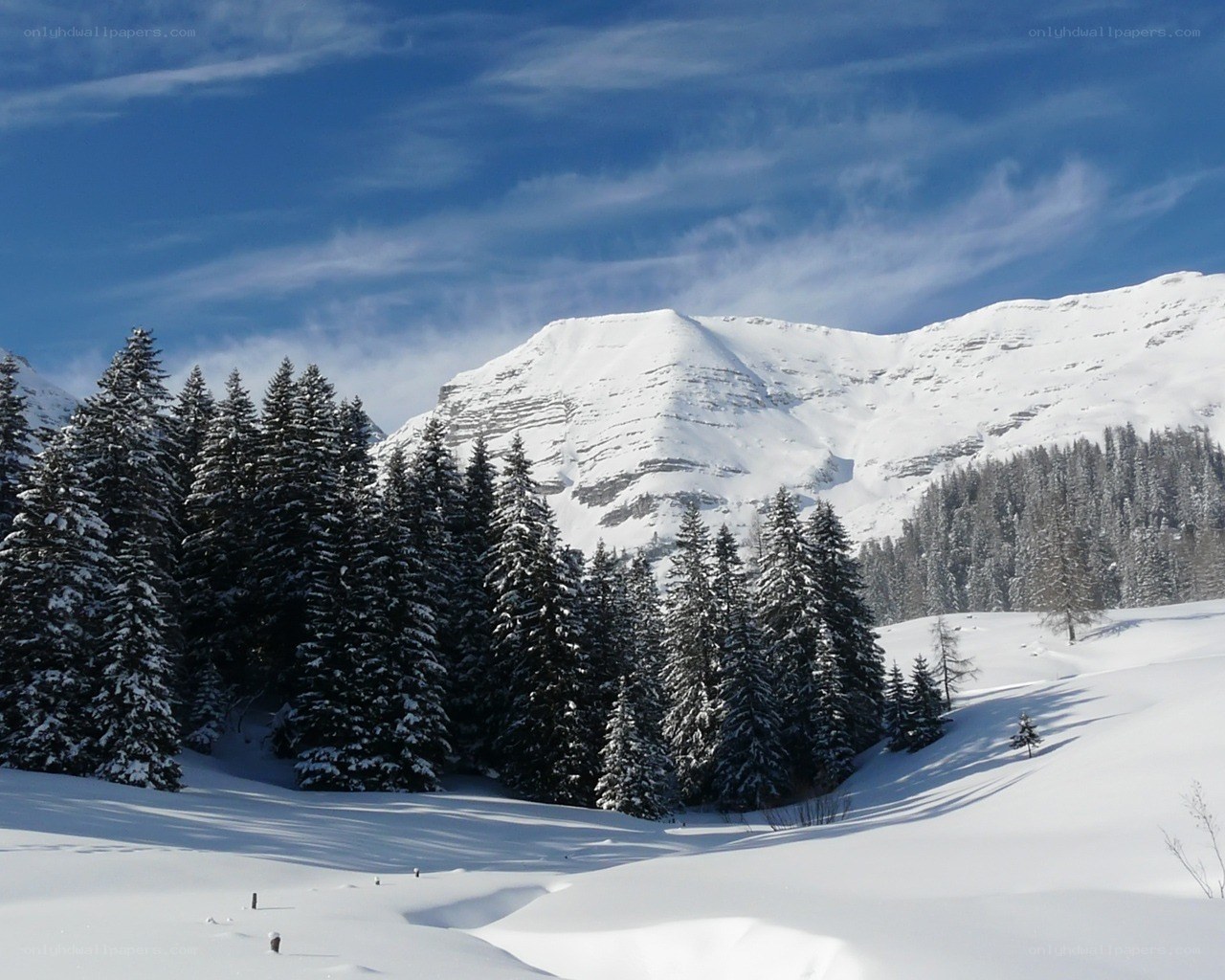 Snowy mountain landscape