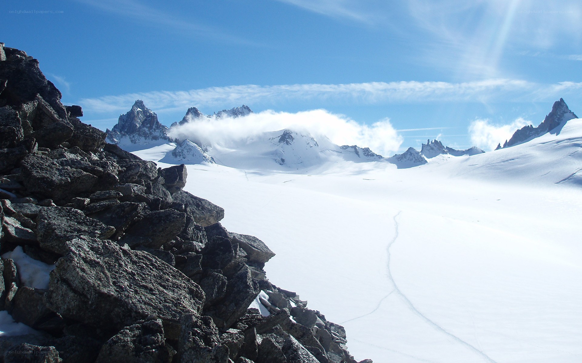 Snowy mountain landscape