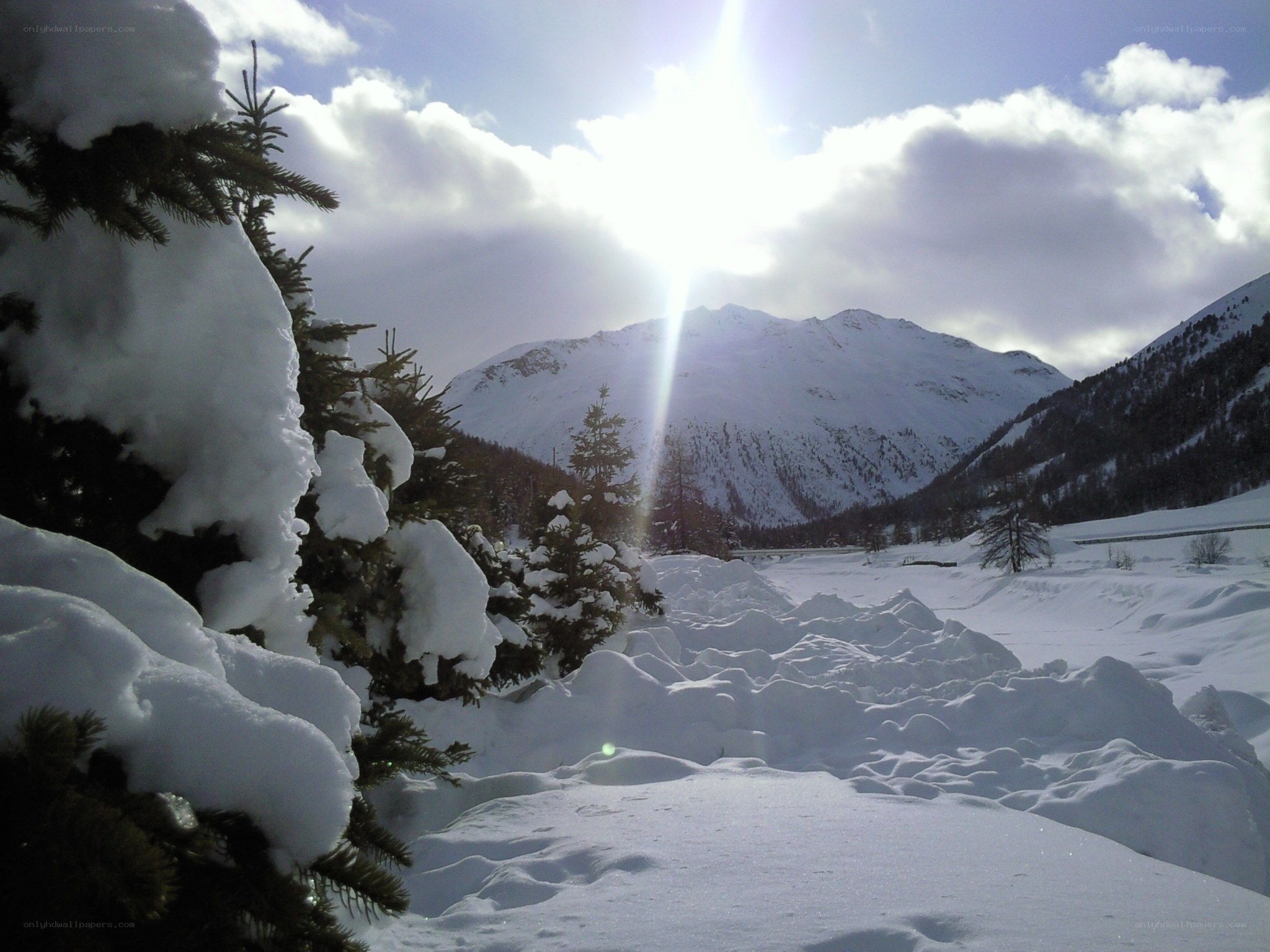 Snowy mountain landscape