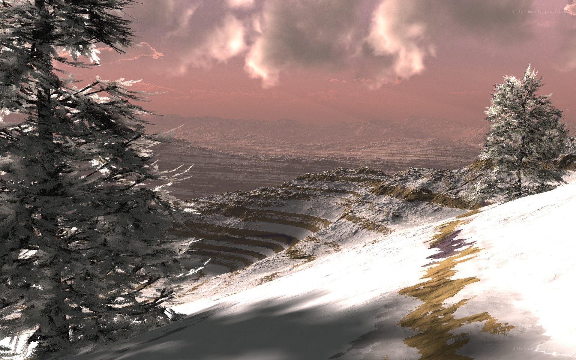 Snowy mountain landscape