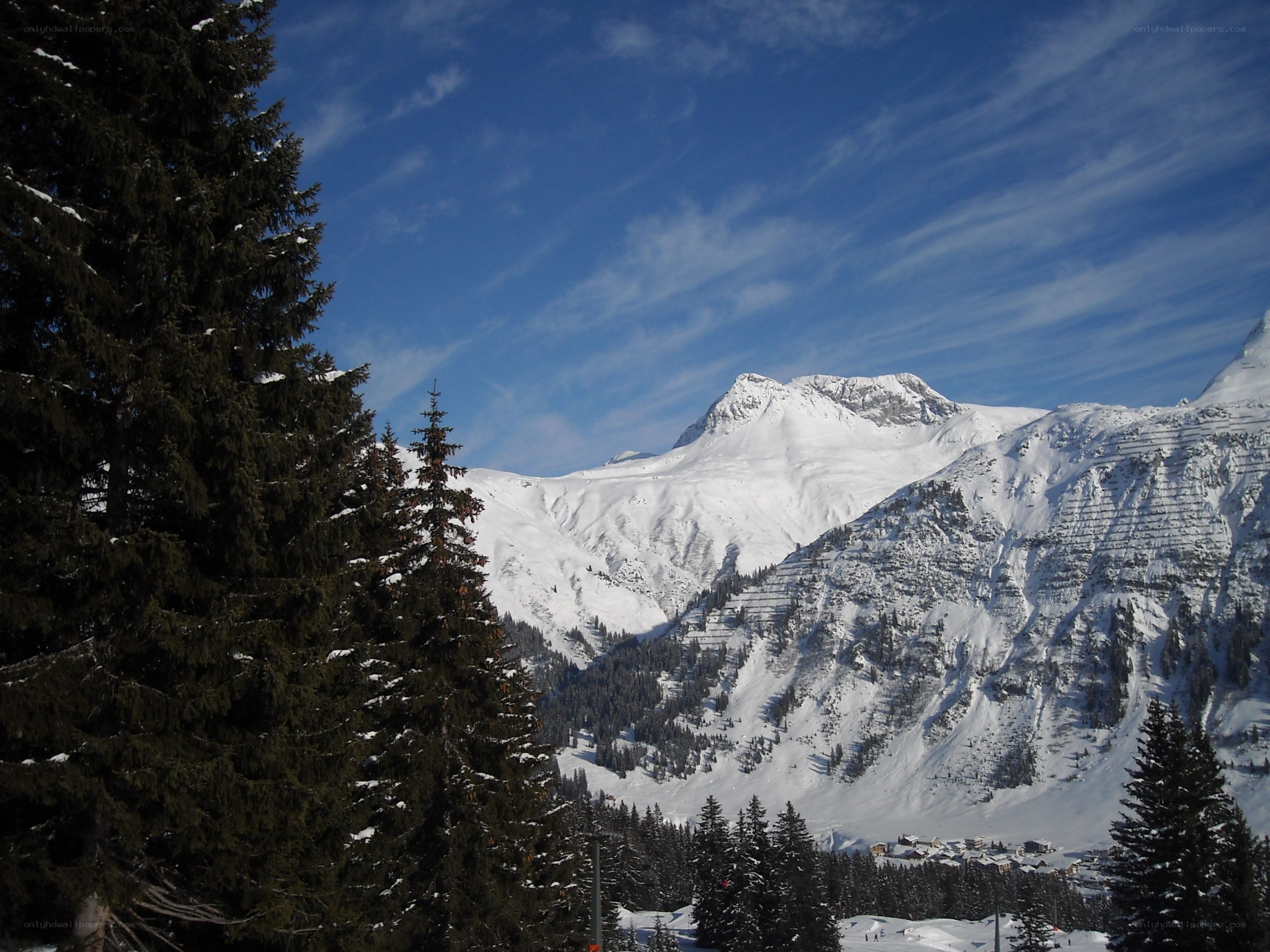 Snowy mountain landscape